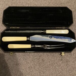 Vintage Carving Set with Cream Handles